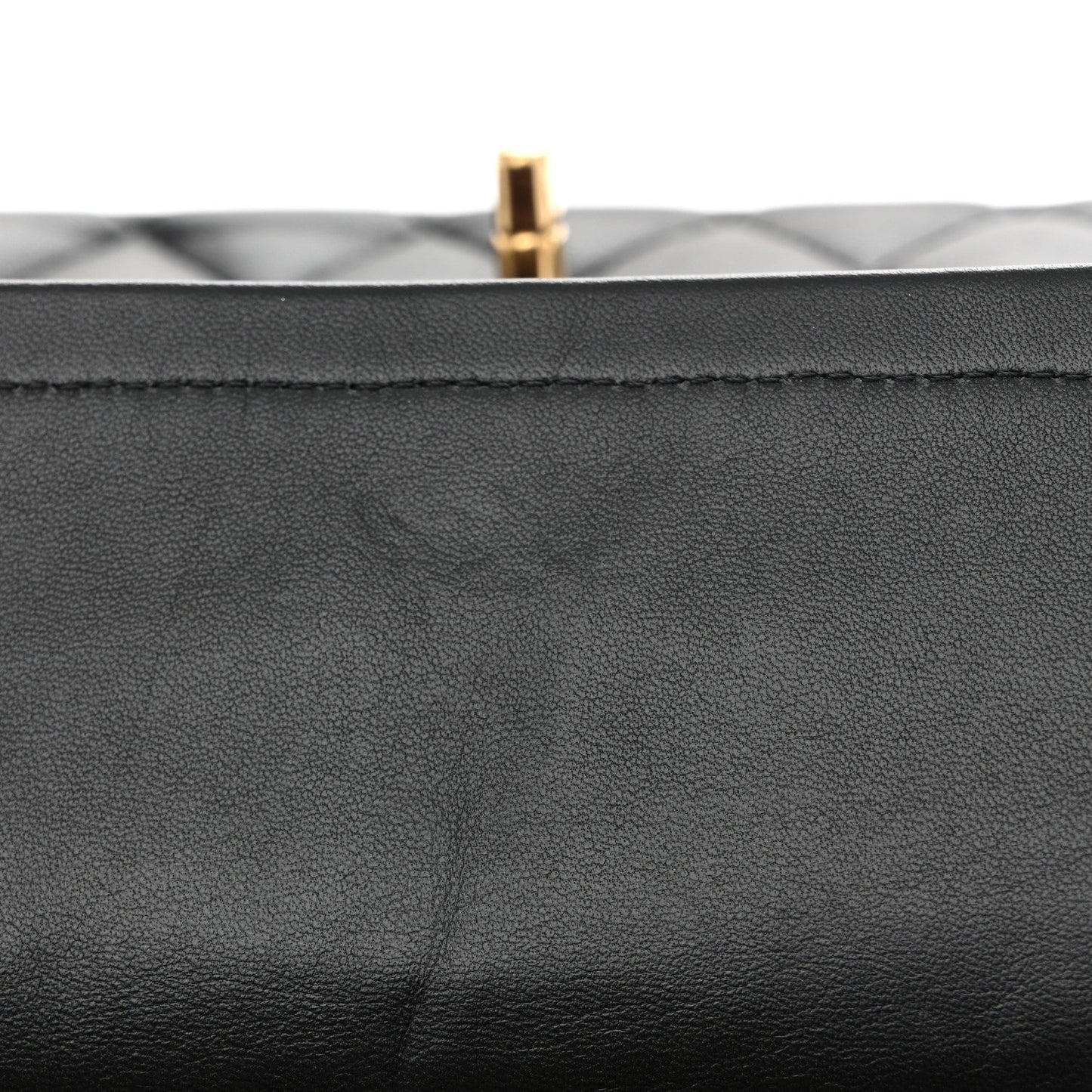 Lambskin Quilted Medium Double Flap Black