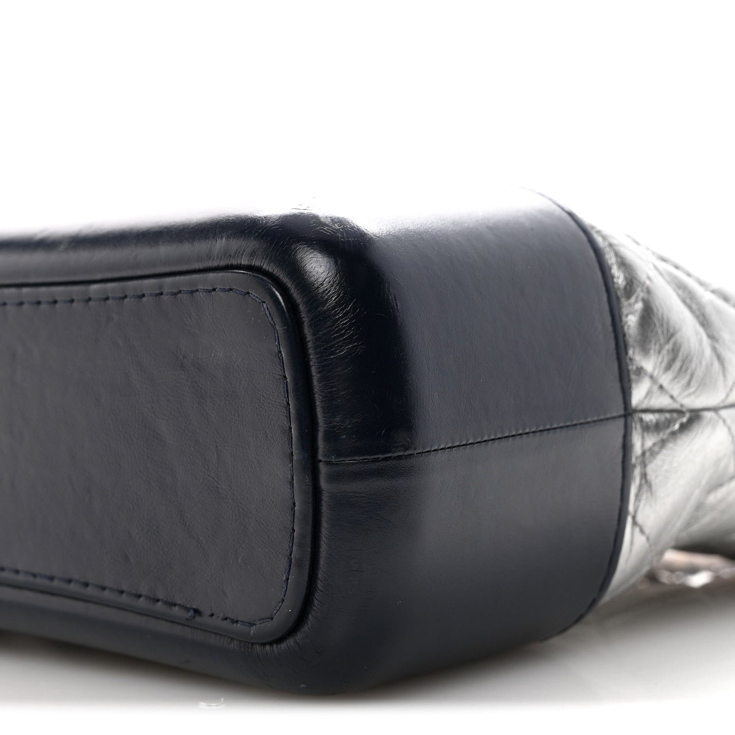 Metallic Aged Calfskin Quilted Medium Gabrielle Hobo Silver Navy Red
