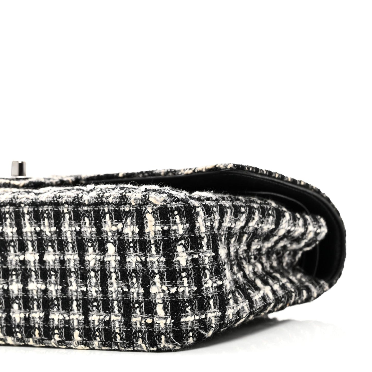 Tweed Quilted Medium Double Flap Black