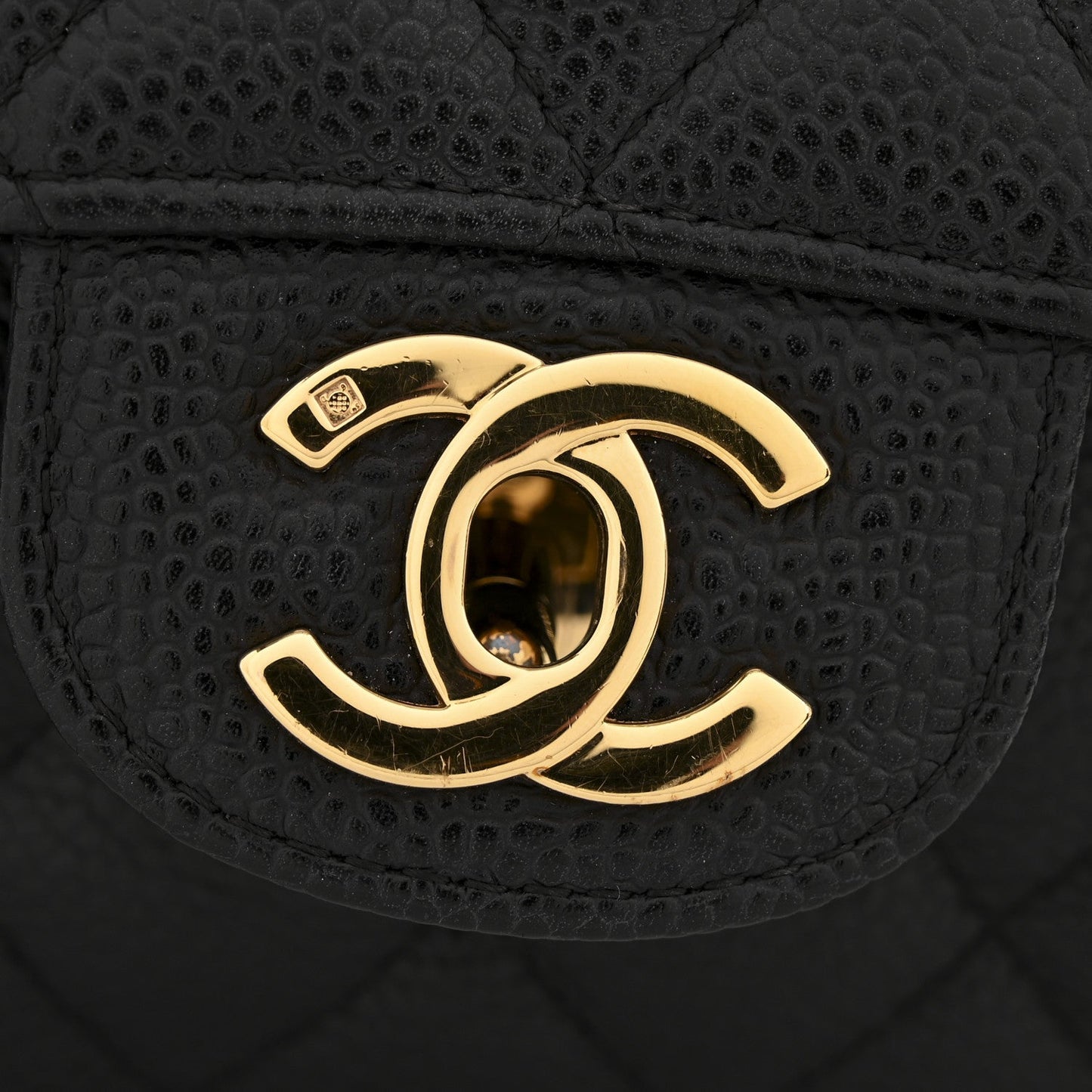 Caviar Quilted Small Double Flap Black