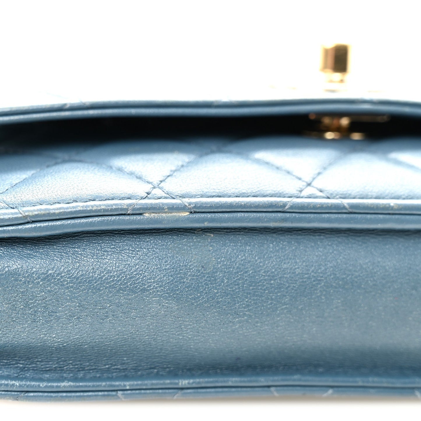 Lambskin Quilted Trendy CC Wallet On Chain WOC Blue