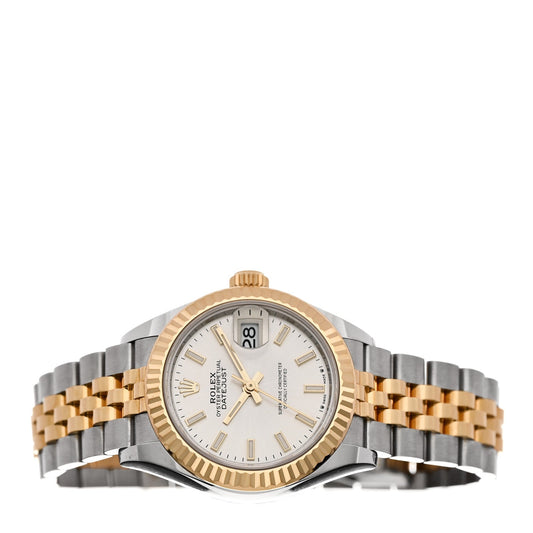 Stainless Steel 18K Yellow Gold 28mm Oyster Perpetual Datejust Watch Silver 279173