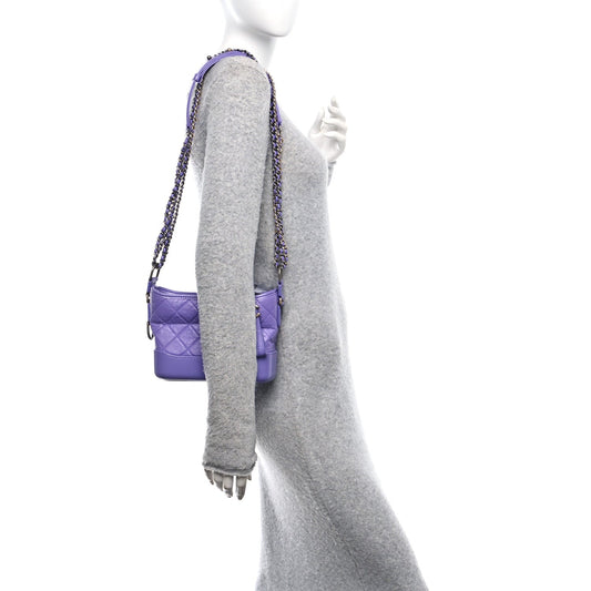 Aged Calfskin Quilted Small Gabrielle Hobo Purple