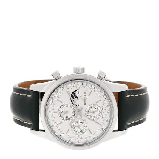 Stainless Steel Calfskin 43mm Transocean Chronograph 1461 Annual Calendar Automatic Watch Silver A19310