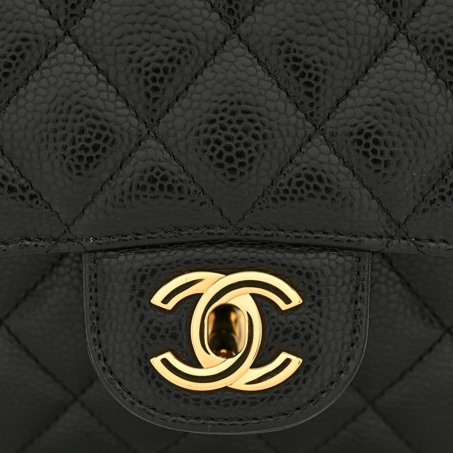 Caviar Quilted Medium Double Flap Black
