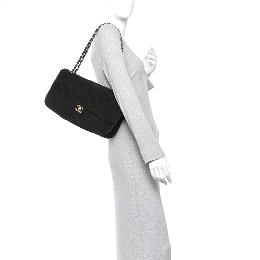 Suede Calfskin Small Souplissimo Maxi Flap Black