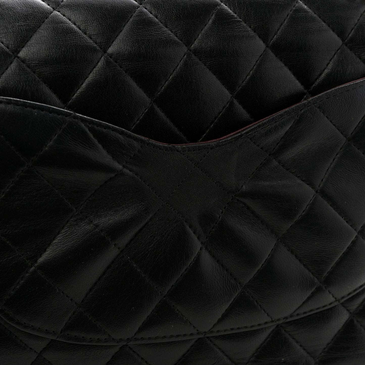 Lambskin Quilted Medium Double Flap Black