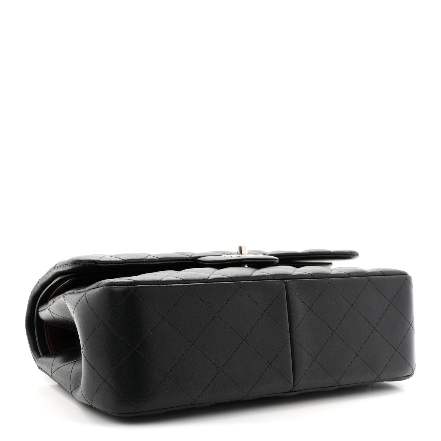Lambskin Quilted Jumbo Double Flap Black