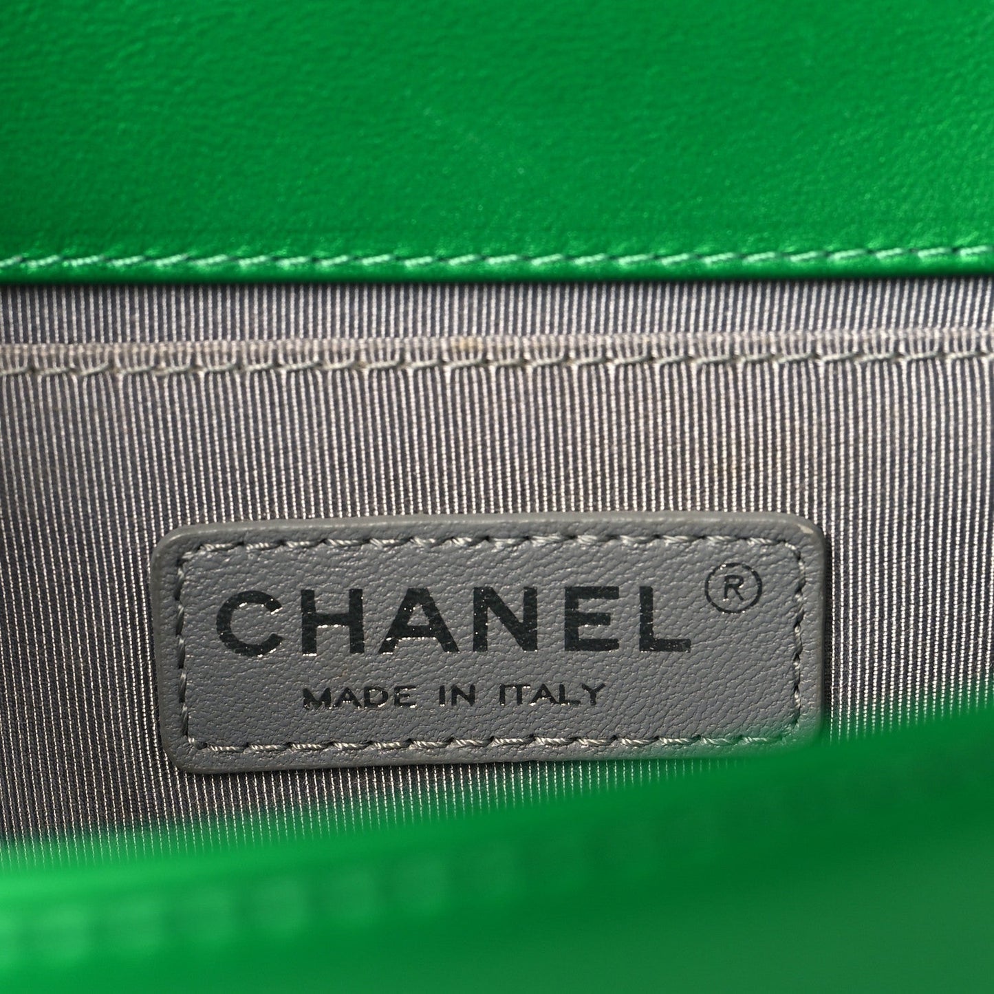 Metallic Calfskin Quilted Medium Boy Flap Green