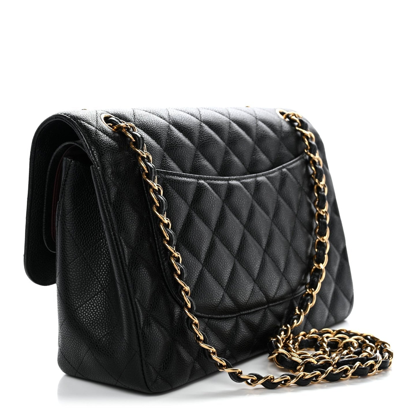 Caviar Quilted Jumbo Double Flap Black