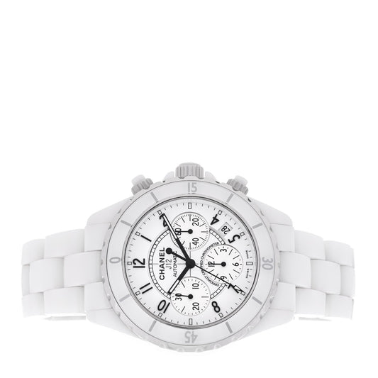 Stainless Steel Ceramic 41mm J12 Chronograph Automatic Watch White