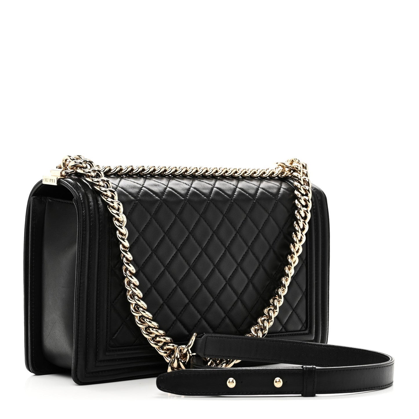 Lambskin Quilted New Medium Boy Flap Black