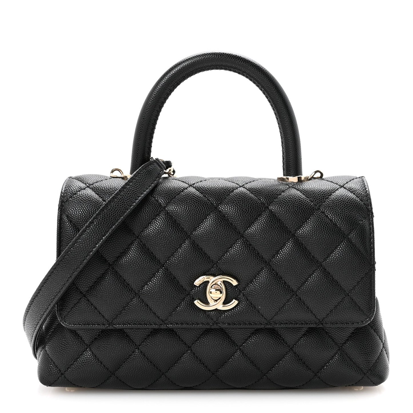 Caviar Quilted Mini Coco Handle Flap Black