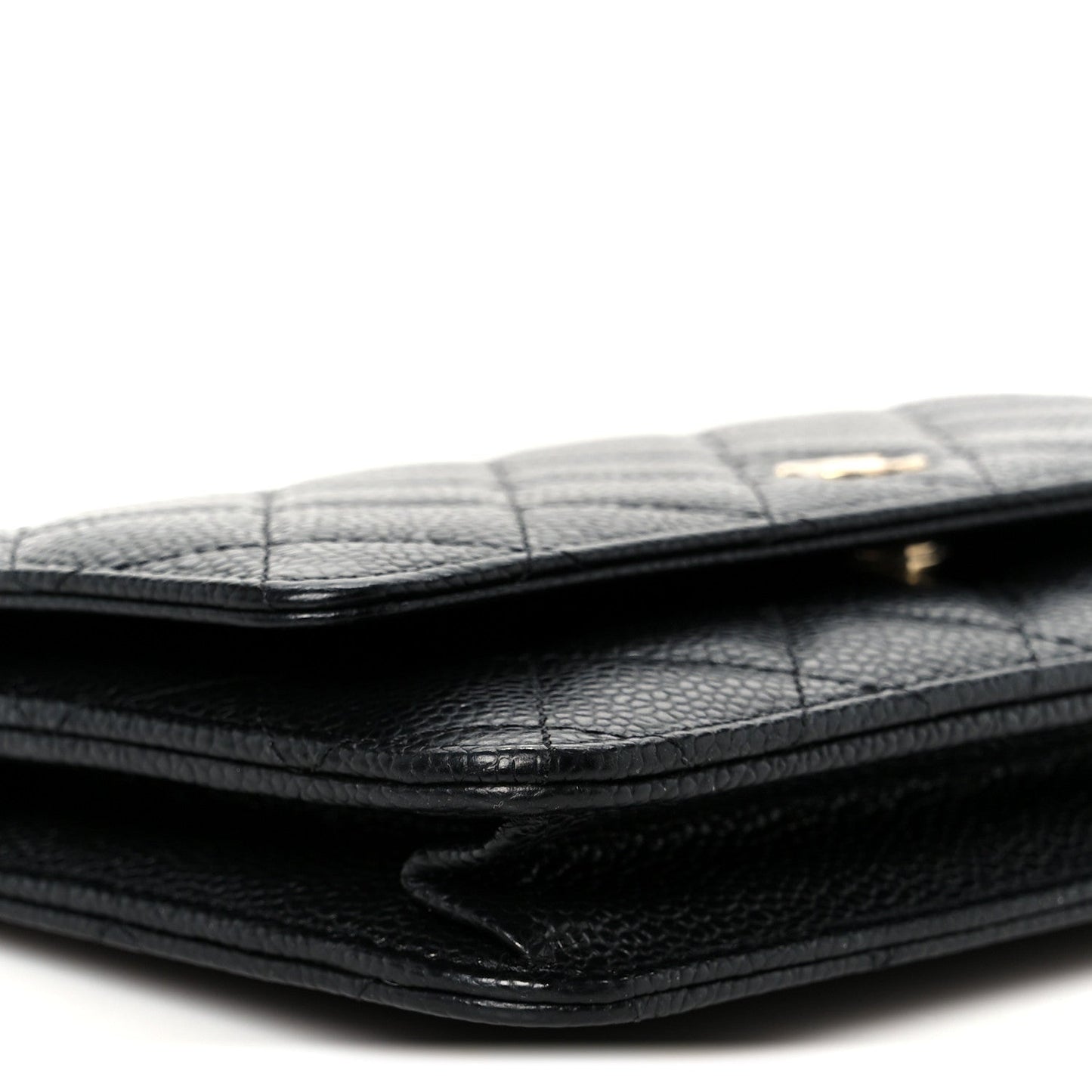 Caviar Quilted Wallet on Chain WOC Black