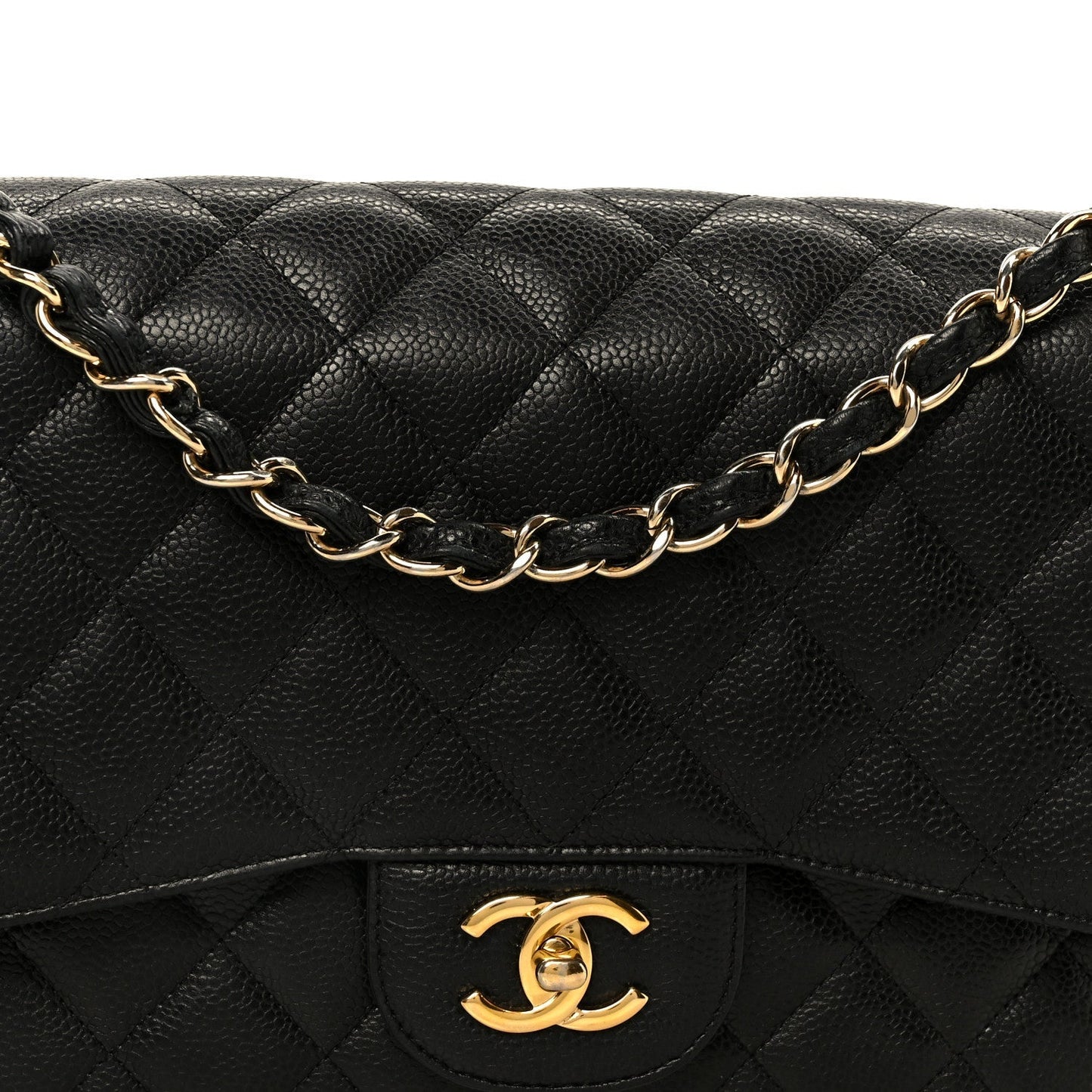 Caviar Quilted Jumbo Double Flap Black