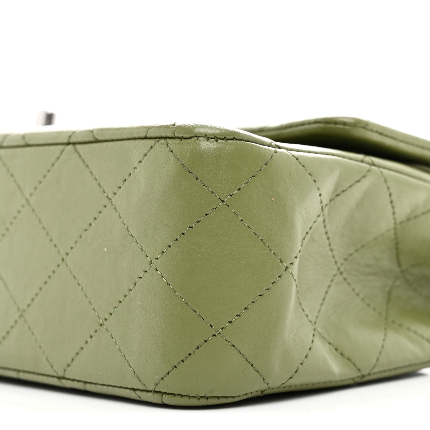 Lambskin Quilted Medium Double Flap Green