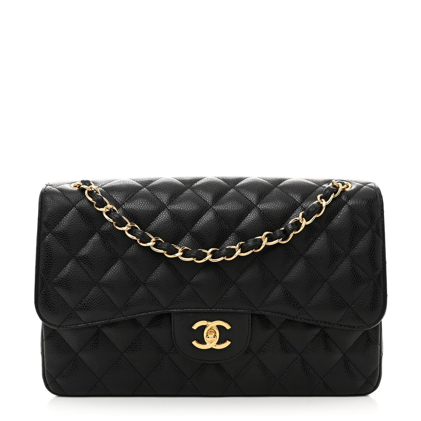 Caviar Quilted Jumbo Double Flap Black
