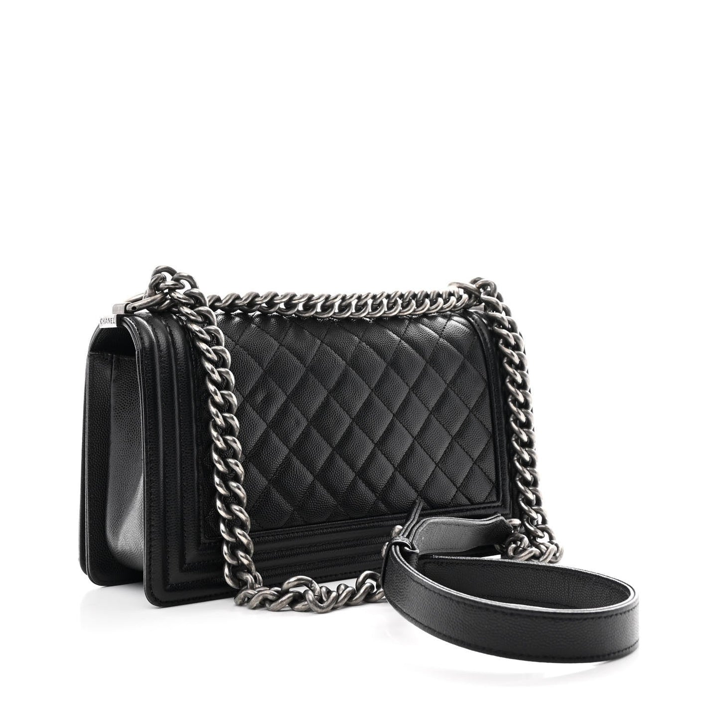 Caviar Quilted Medium Boy Flap Black
