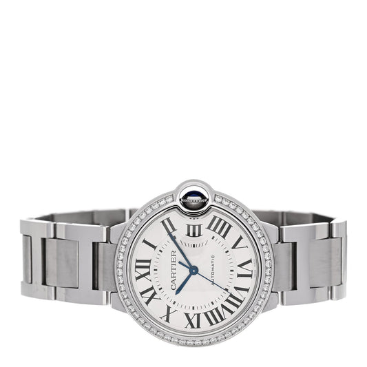 Stainless Steel Diamond Bezel 36mm Ballon Bleu De Cartier Automatic Watch