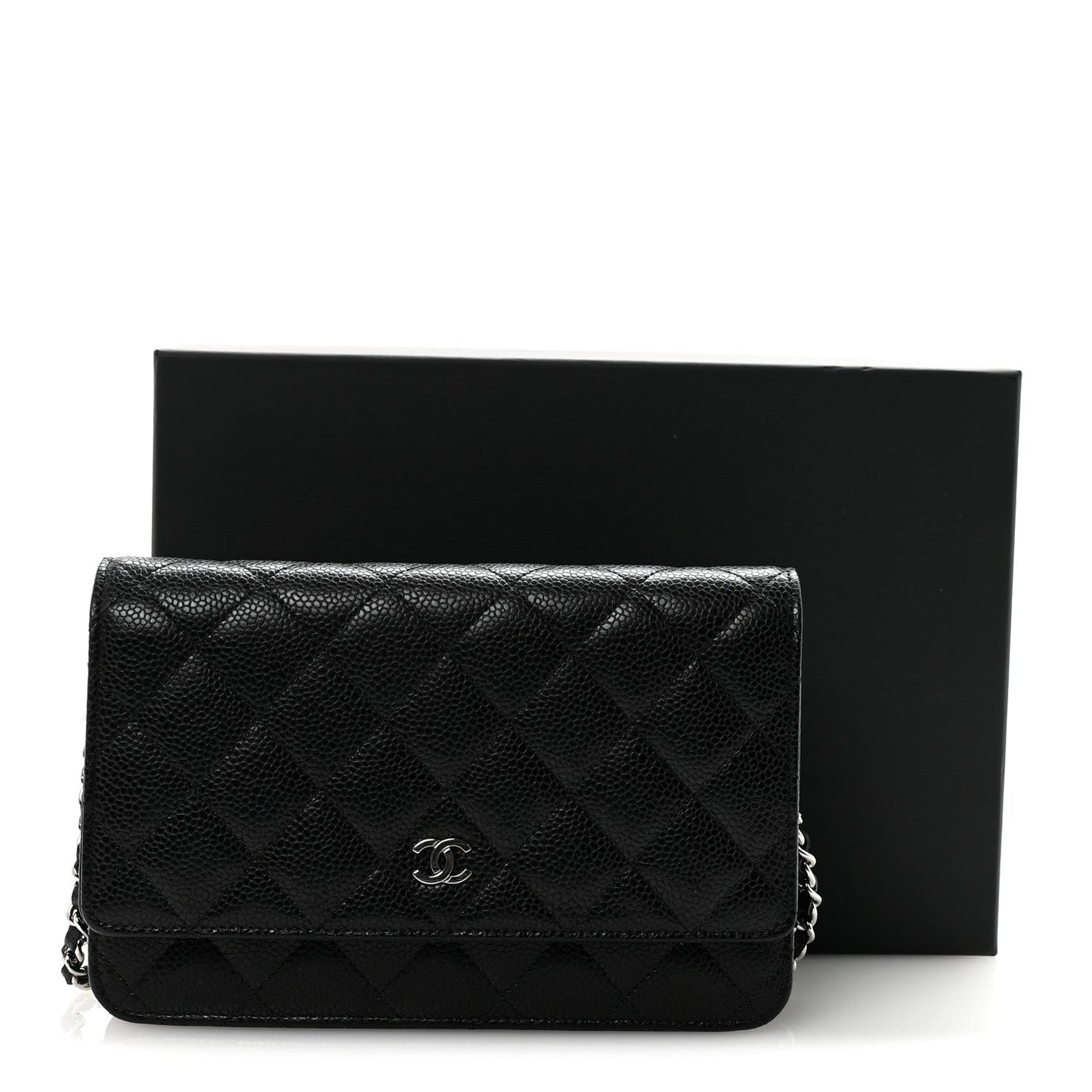 Caviar Quilted Wallet on Chain WOC Black