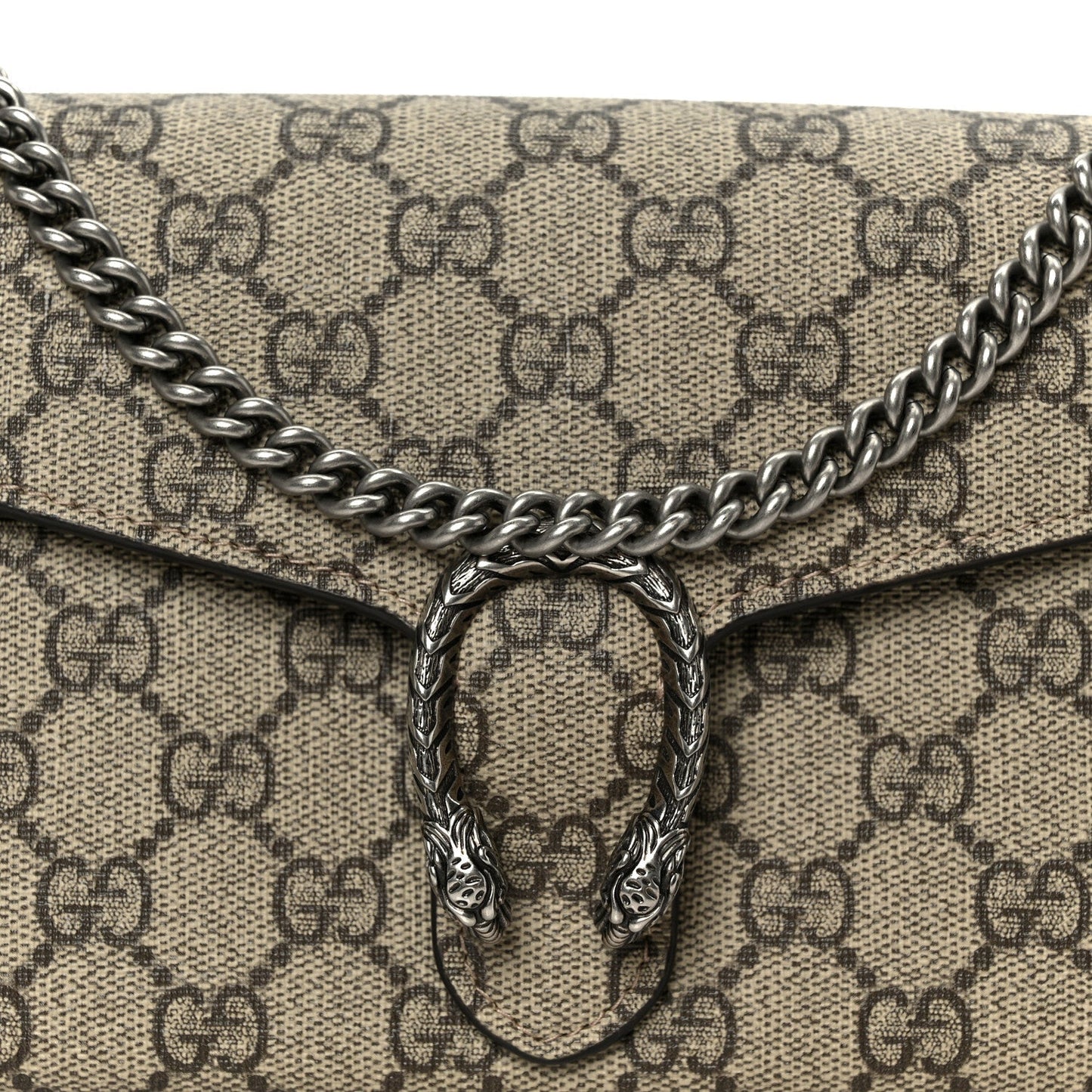 GG Supreme Monogram Mini Dionysus Chain Wallet Beige Taupe