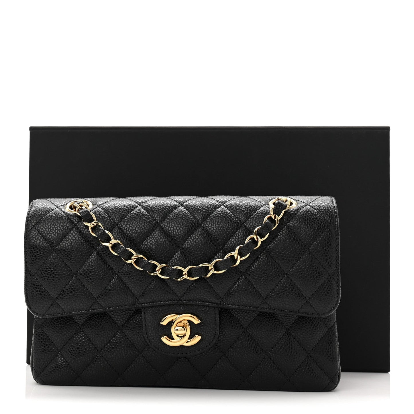 Caviar Quilted Small Double Flap Black