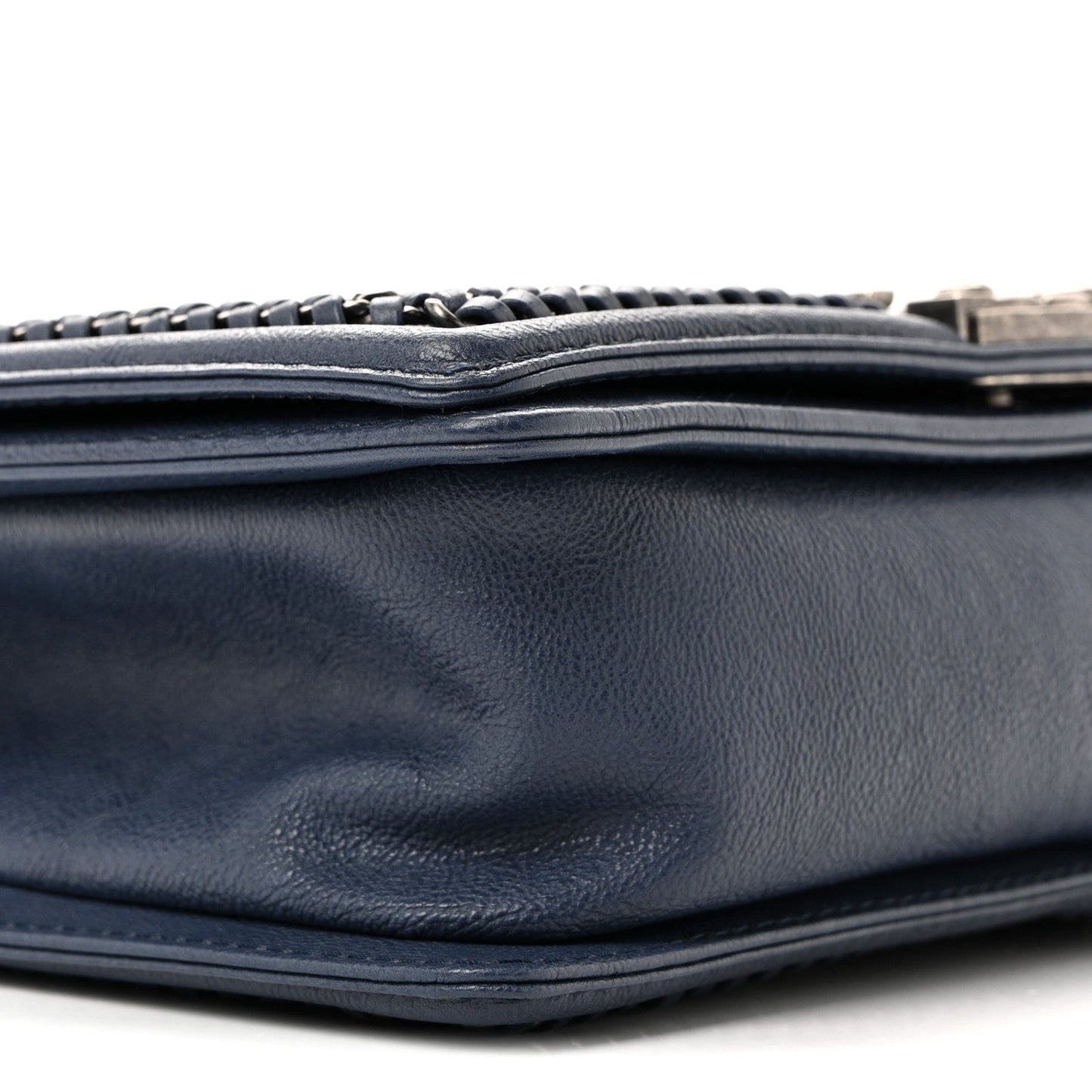 Lambskin Quilted Medium Top Handle Boy Flap Blue