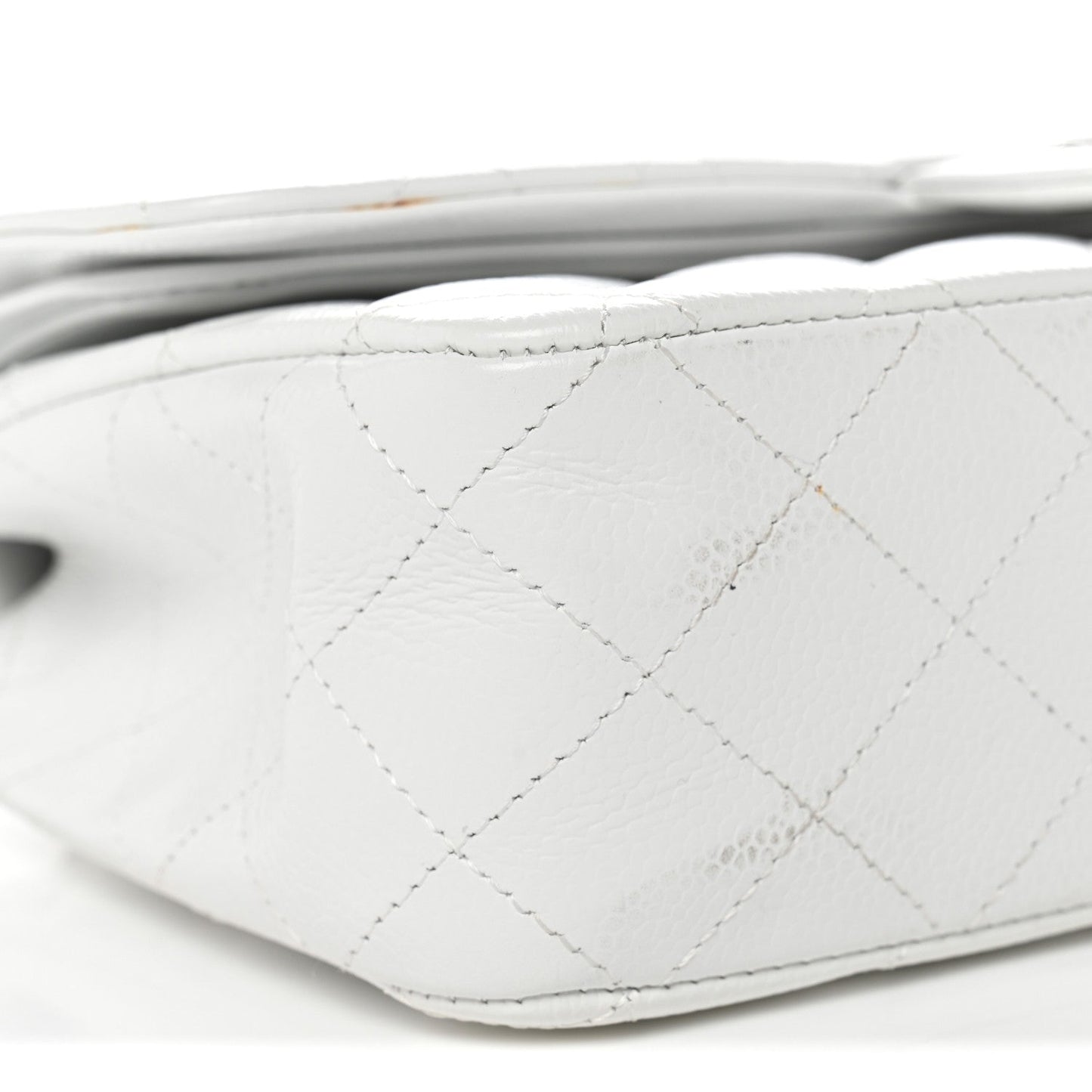 Caviar Quilted Medium Double Flap White