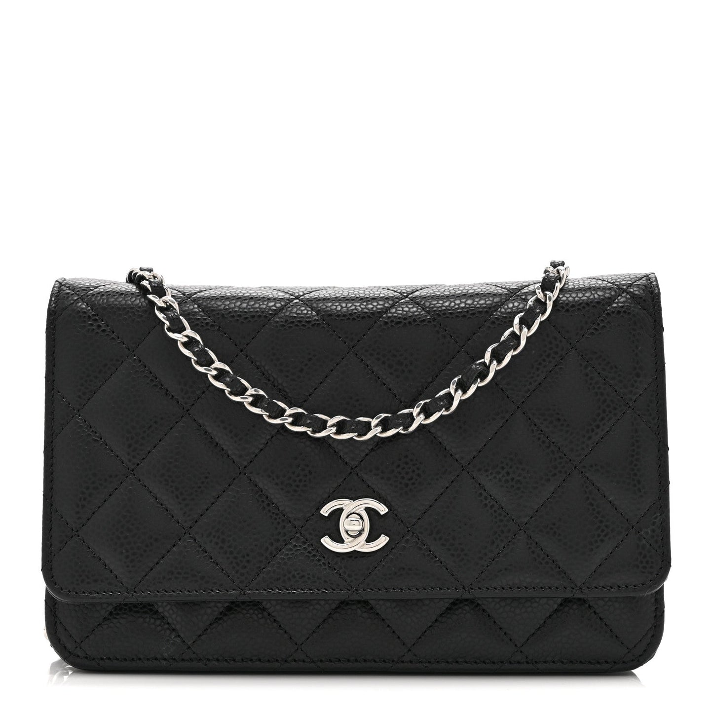 Caviar Quilted CC Turnlock Wallet On Chain WOC Black