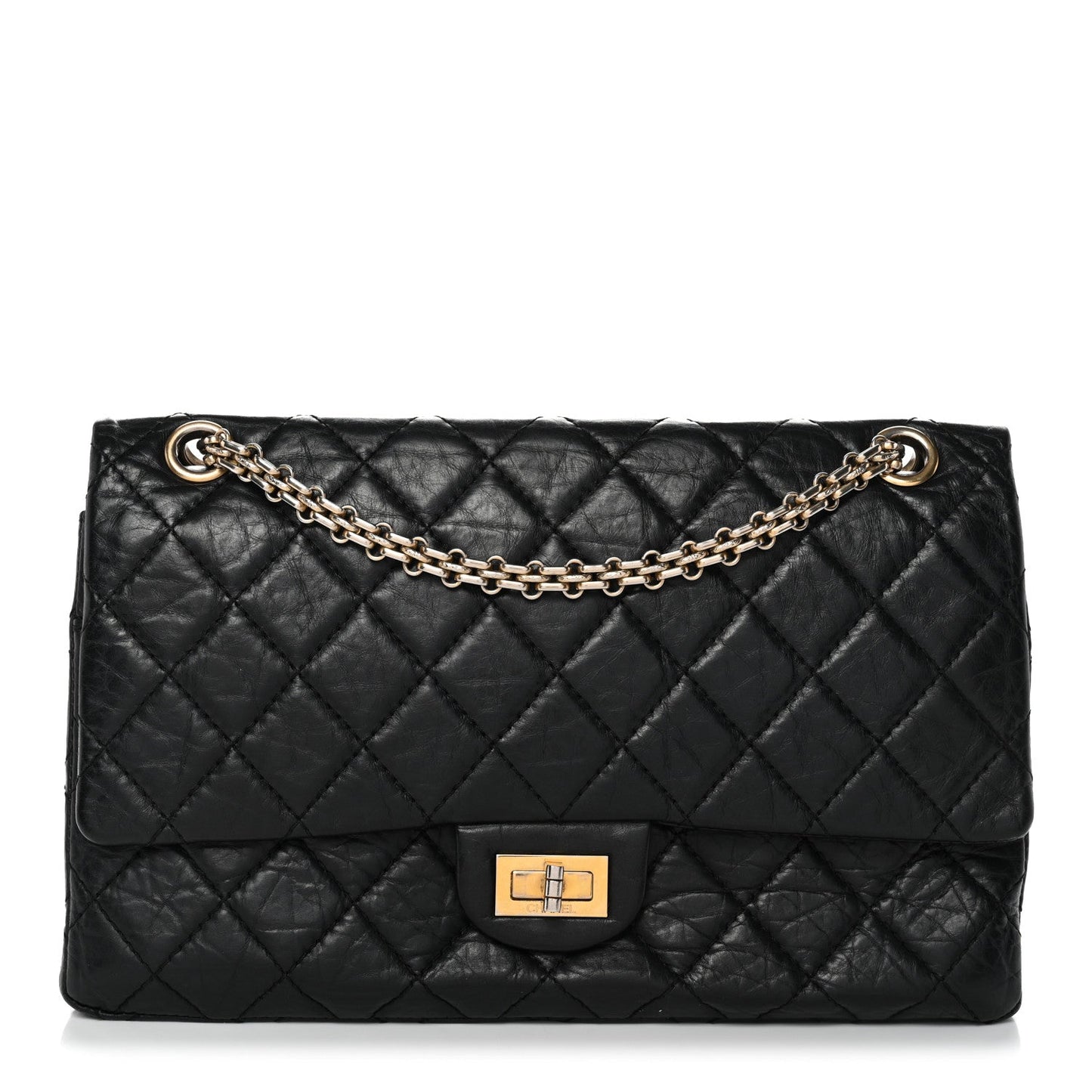 Aged Calfskin Quilted 2.55 Reissue 226 Flap Black