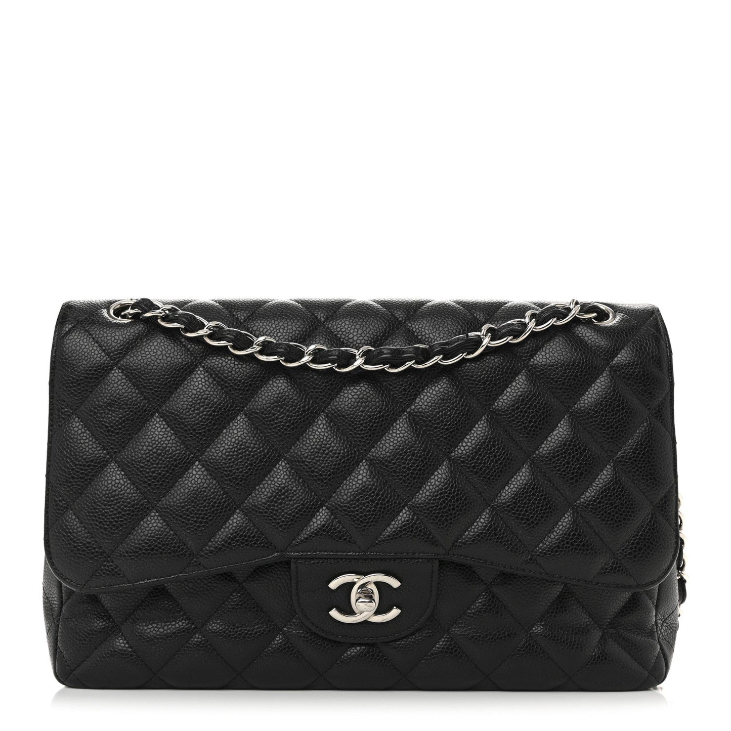 Caviar Quilted Jumbo Double Flap Black