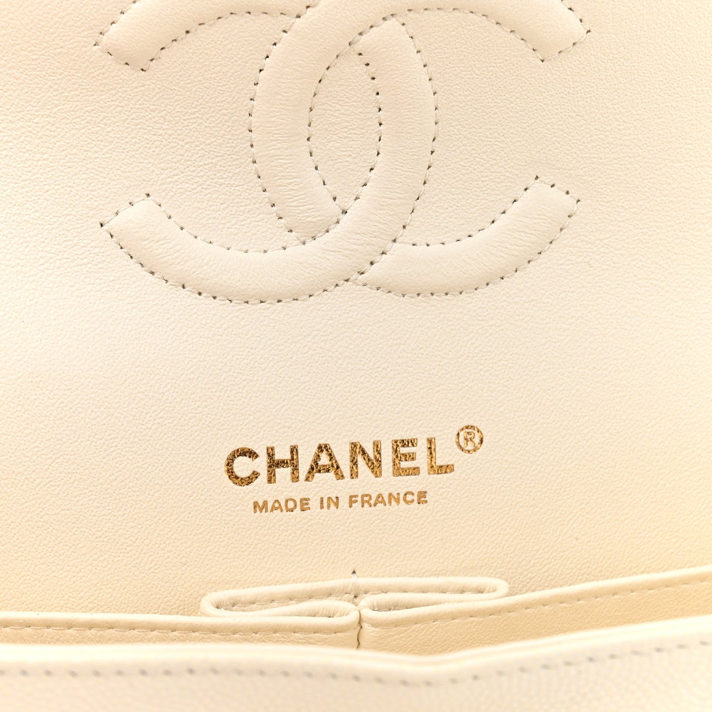 Caviar Quilted Medium Double Flap White