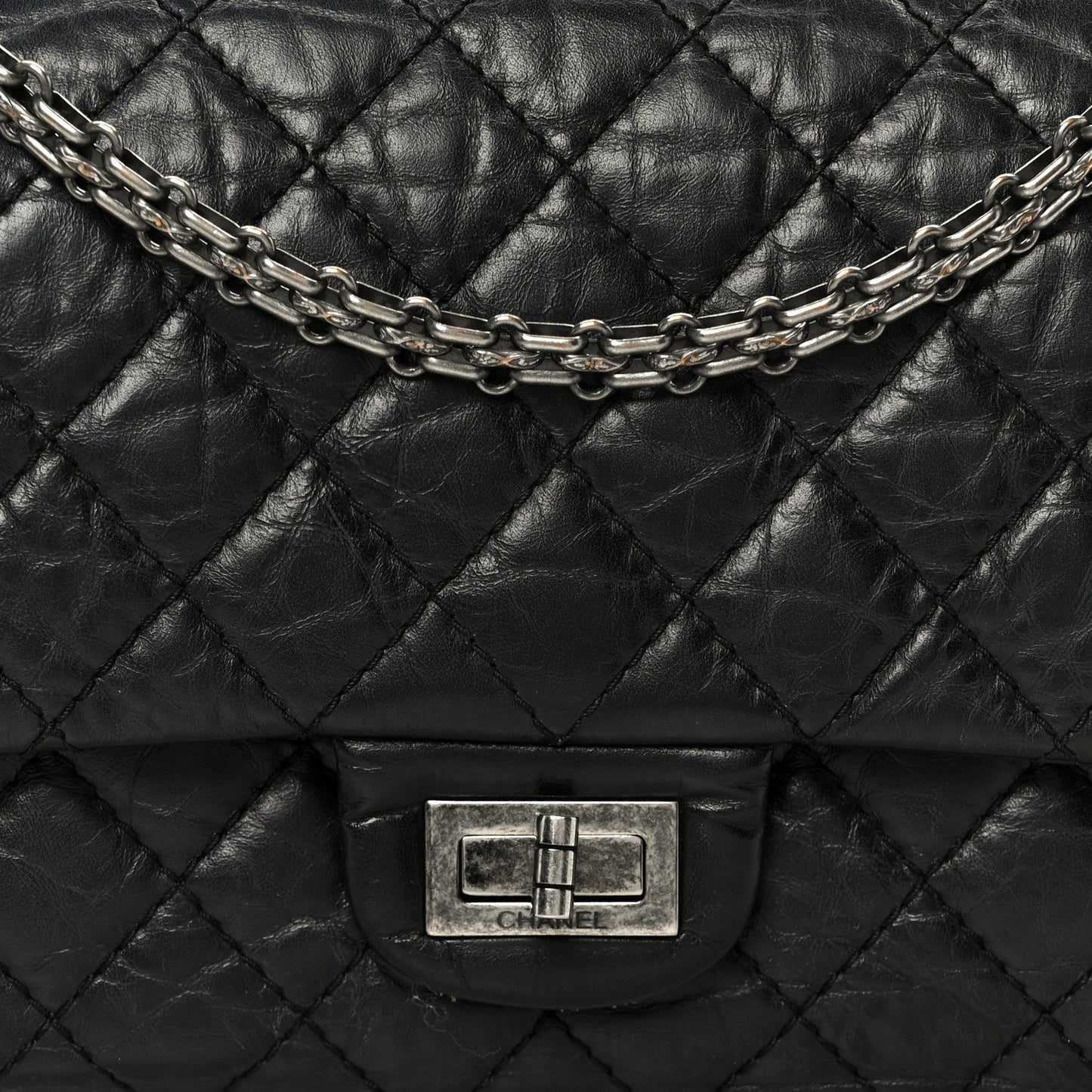 Aged Calfskin Quilted 2.55 Reissue 225 Flap Black