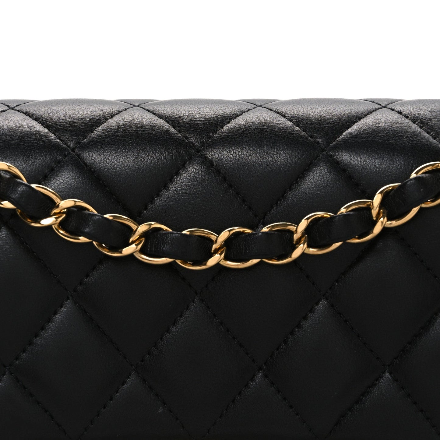 Lambskin Quilted Small Double Flap Black