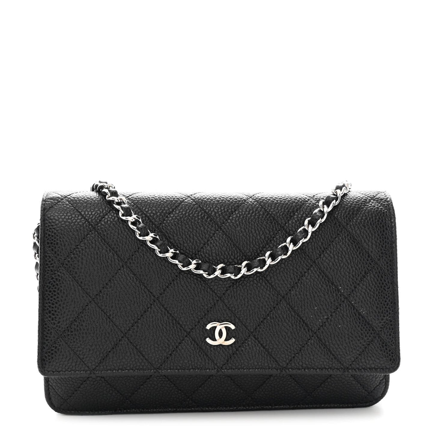 Caviar Quilted Wallet on Chain WOC Black