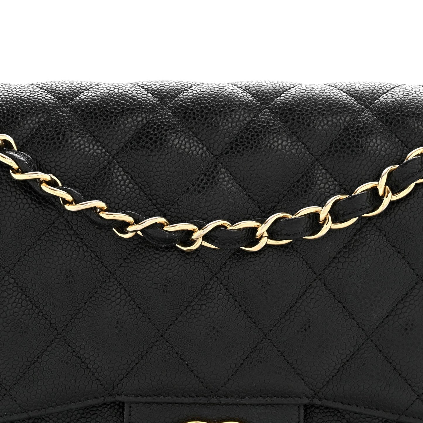 Caviar Quilted Jumbo Double Flap Black