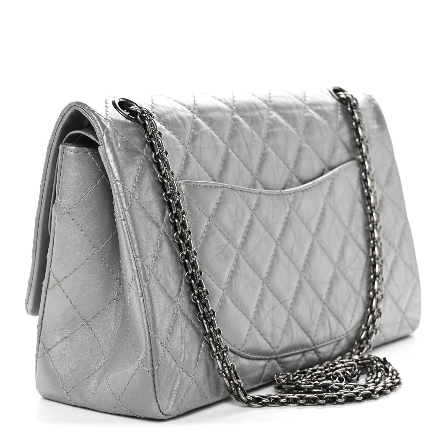 Metallic Aged Calfskin Quilted 2.55 Reissue 226 Flap Silver