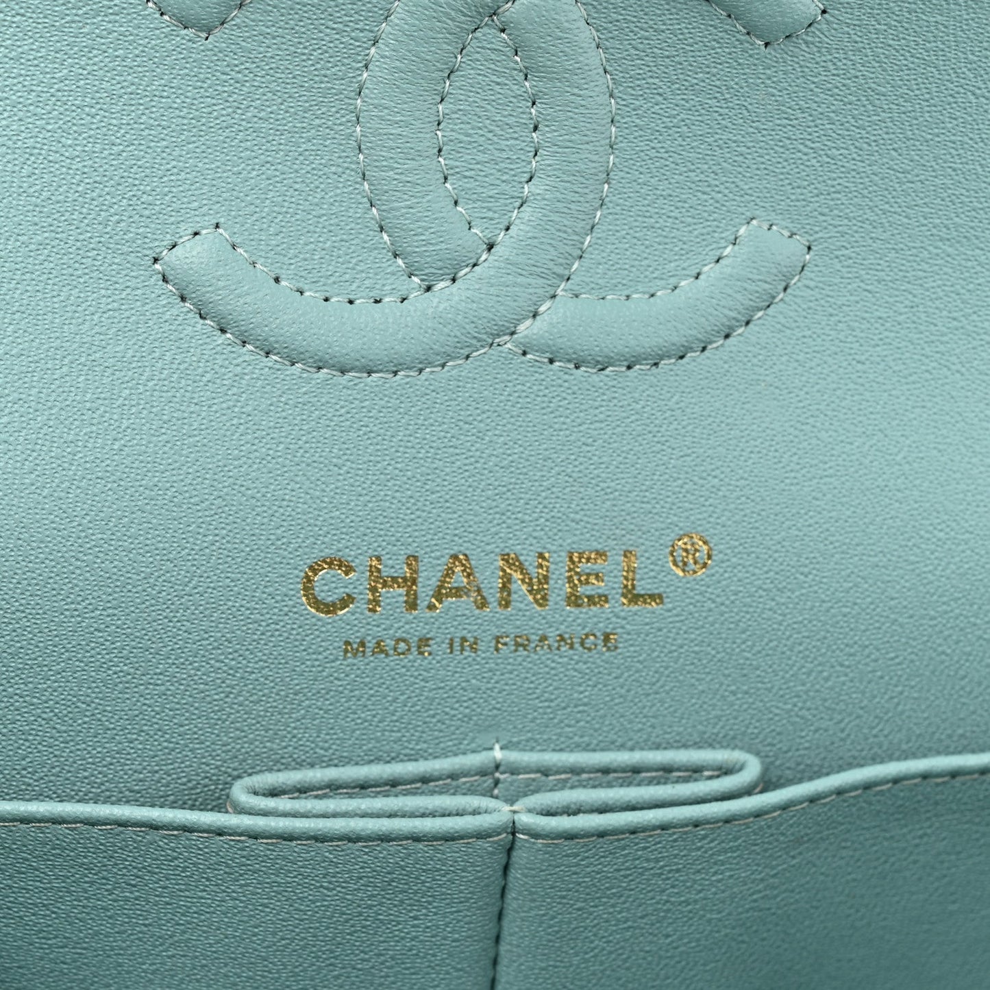 Caviar Quilted Small Double Flap Light Blue