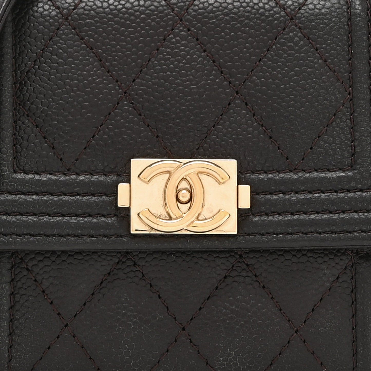 Caviar Quilted Boy Card Holder On Chain Black