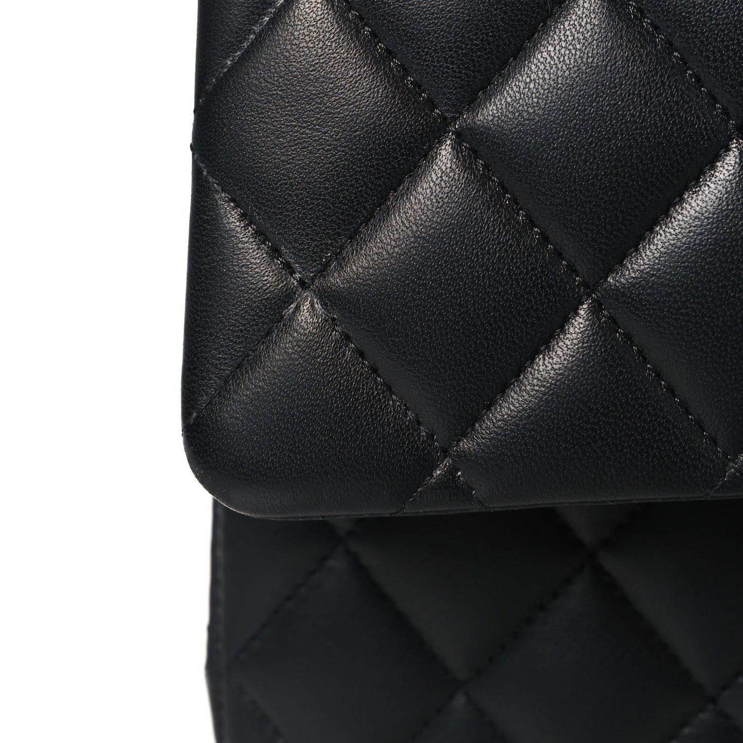 Lambskin Quilted Medium Double Flap Black