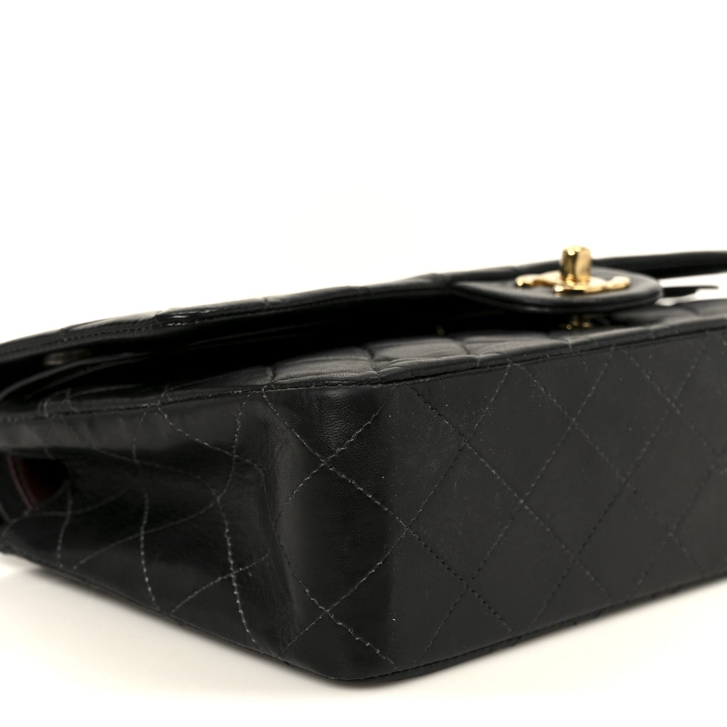 Lambskin Quilted Medium Double Flap Black