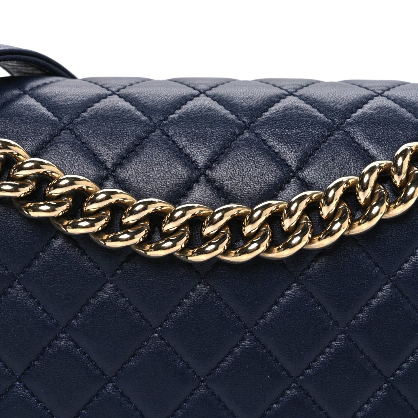 Lambskin Quilted New Medium Boy Flap Dark Navy Blue