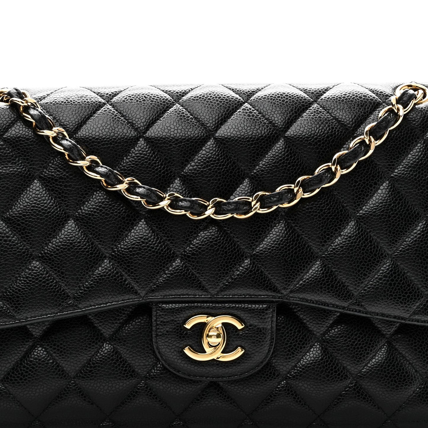 Caviar Quilted Jumbo Double Flap Black