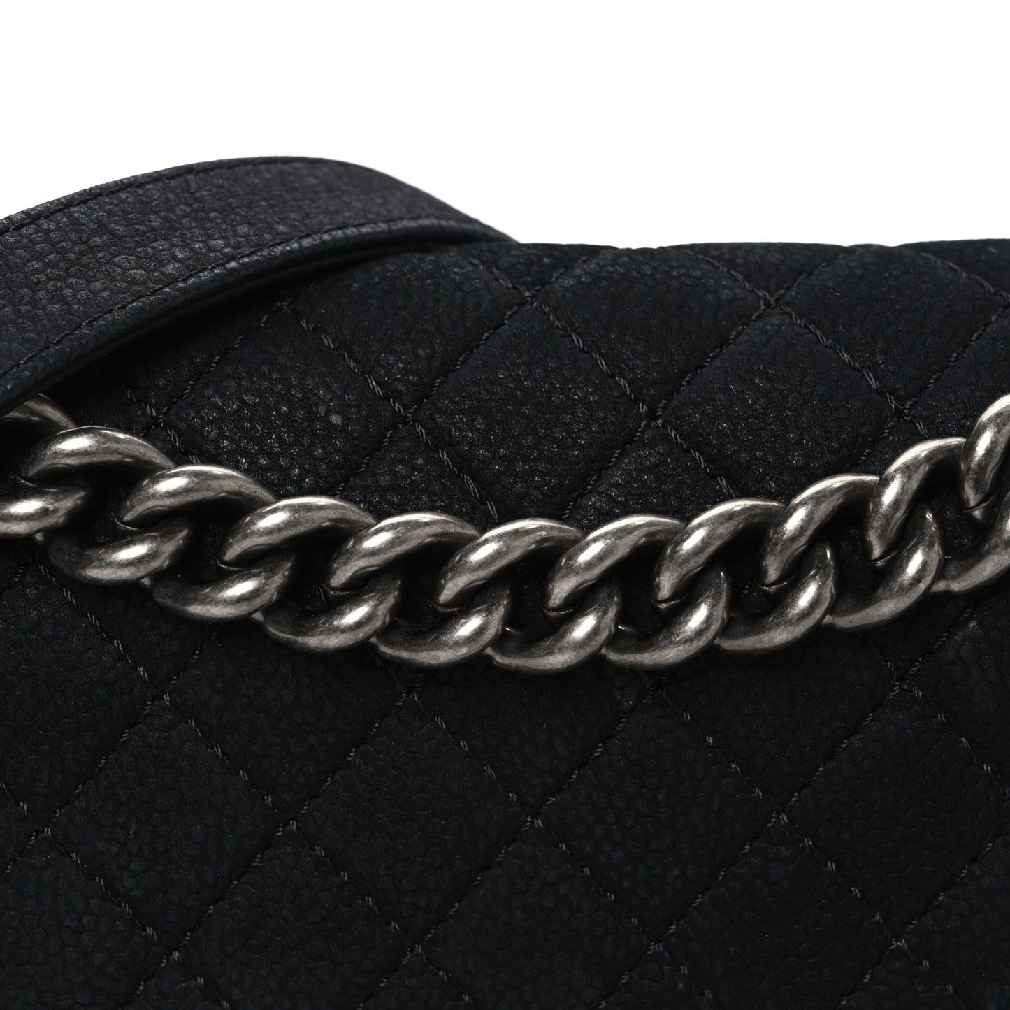 Bullskin Suede Caviar Quilted Medium Boy Flap Black