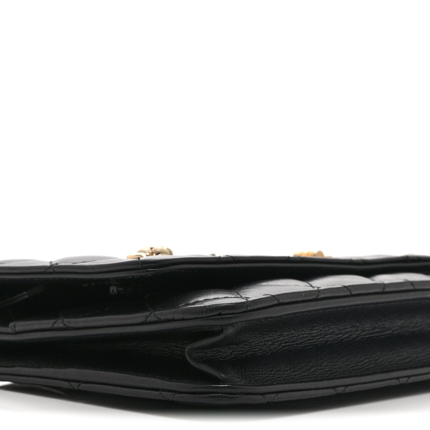 Aged Calfskin Quilted Lucky Charms 2.55 Reissue Wallet On Chain WOC Black