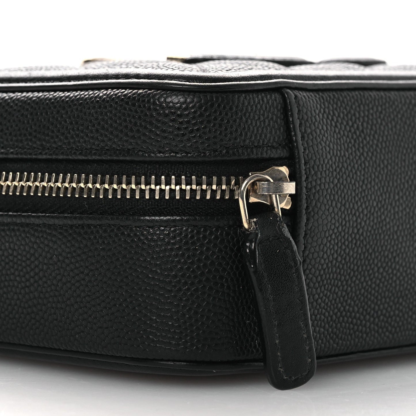 Caviar Quilted CC Filigree Vanity Clutch With Chain Black