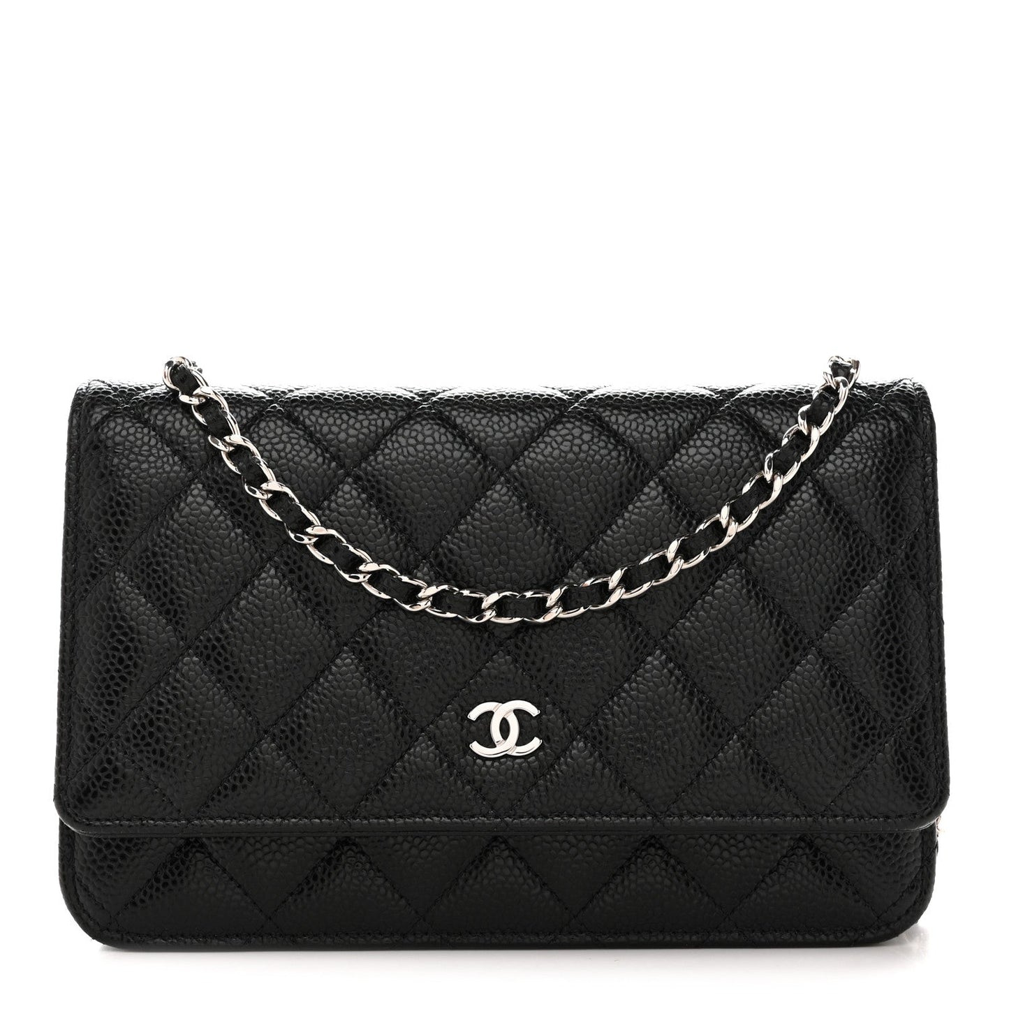 Caviar Quilted Wallet on Chain WOC Black
