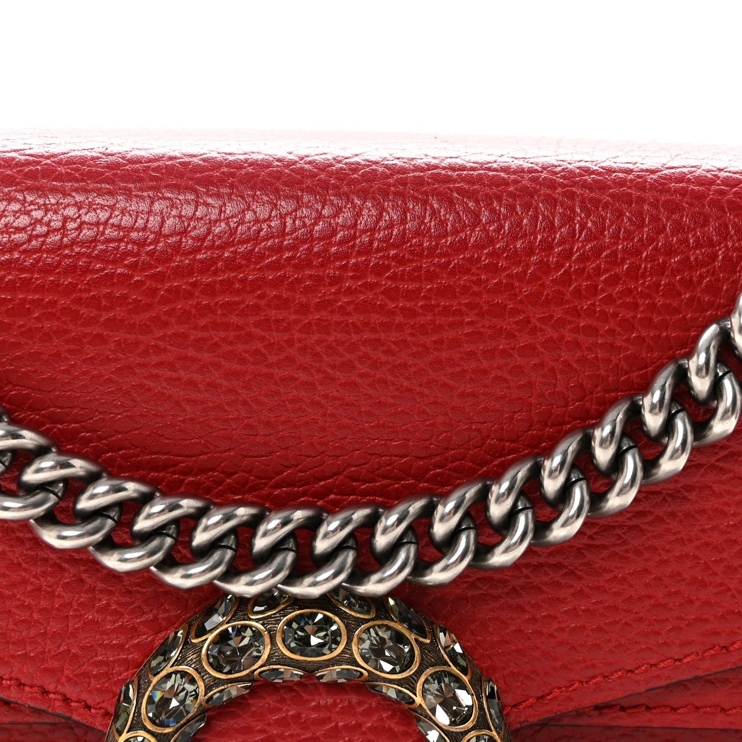 Dollar Calfskin Swarovski Crystal Small Dionysus Shoulder Bag Hibiscus Red