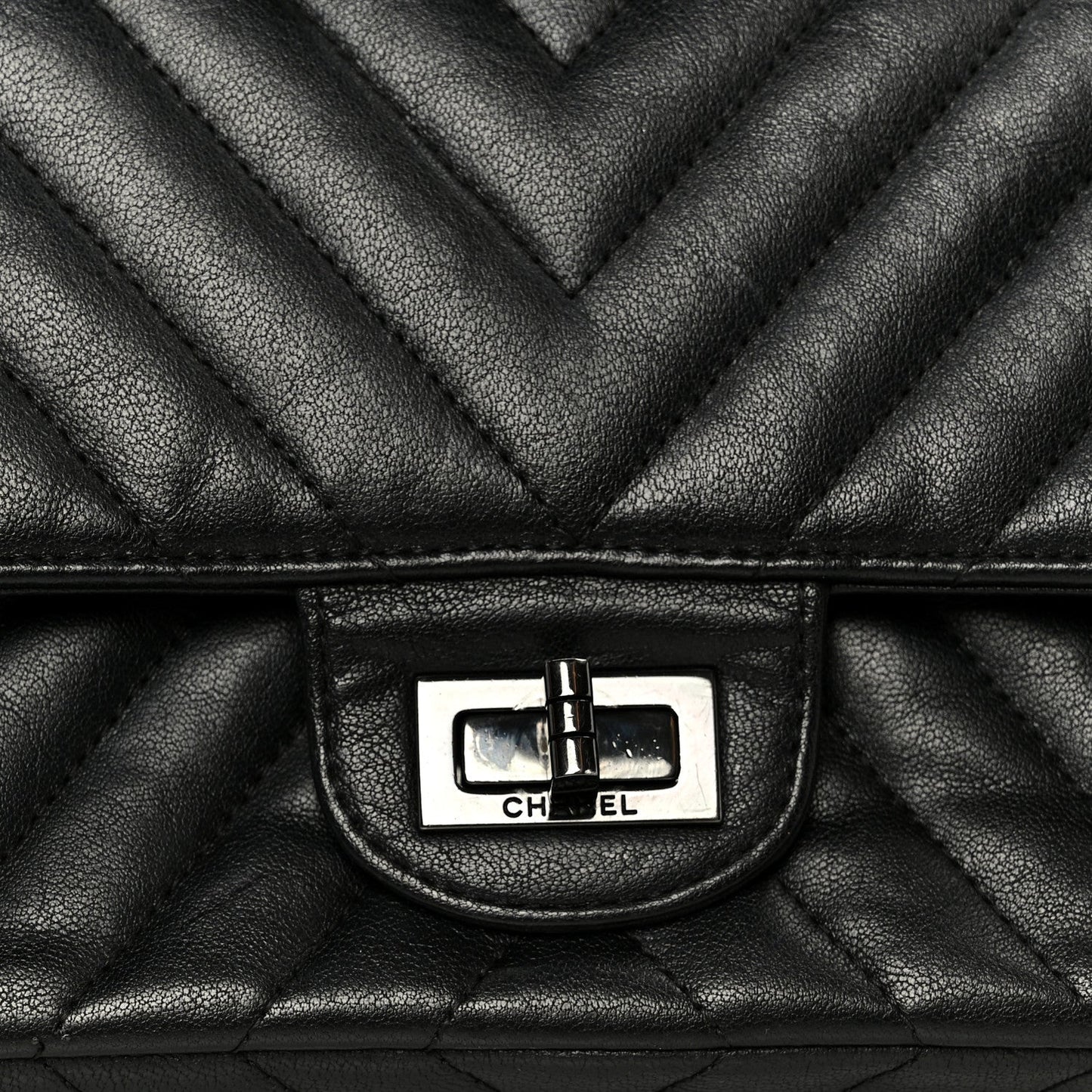 Sheepskin Chevron Quilted 2.55 Reissue 225 Double Flap So Black