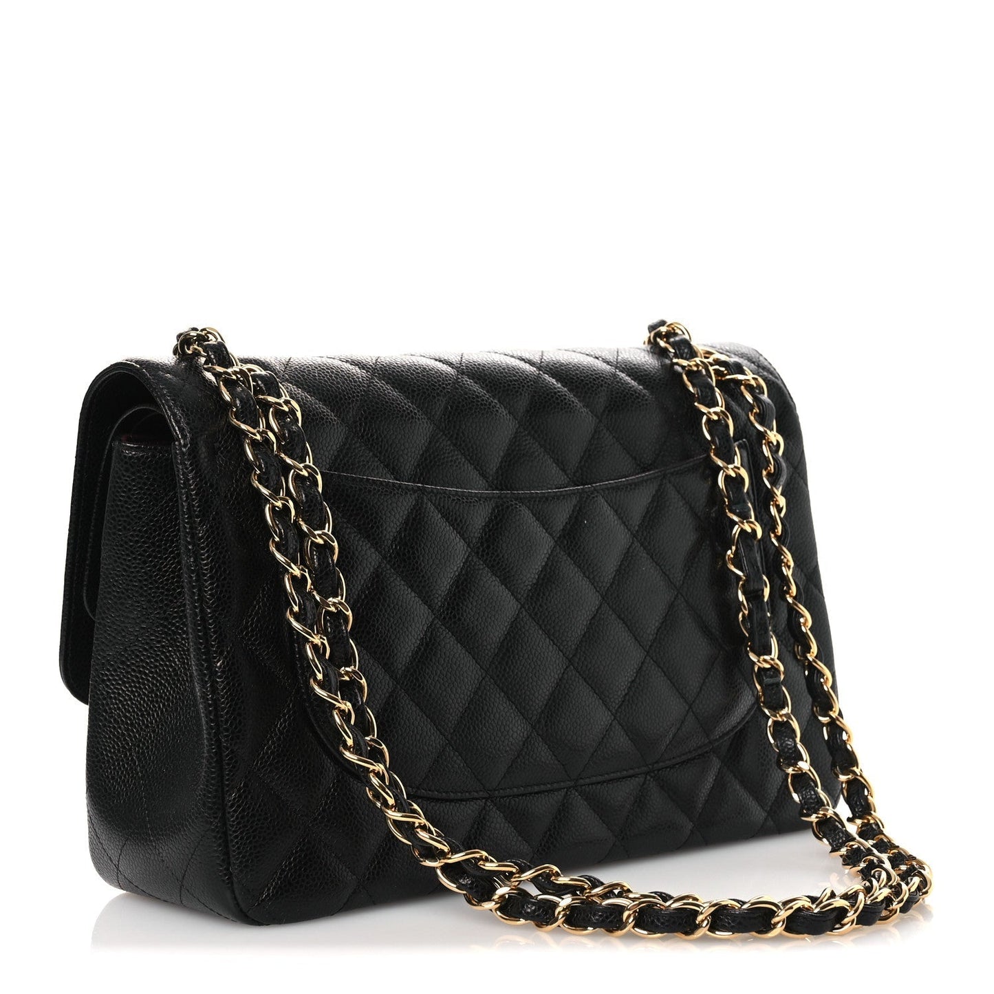 Caviar Quilted Jumbo Double Flap Black